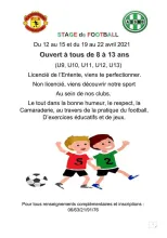 stage de football vacances d'avril 2021